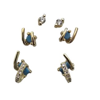 Kolczyki srebrne pozłacane z turkusami i cyrkoniami  set 3 pary