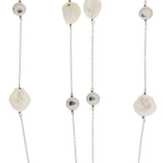 Cudny naszyjnik srebrny z barokowymi naturalnymi perłami