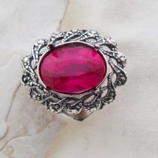 Królowa Orientu pierścionek z różowym szafirem