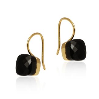 Kolczyki srebrne pozłacane onyks siena