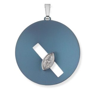 Wisiorek srebrny z tytanem niebieskim i białą cyrkonią