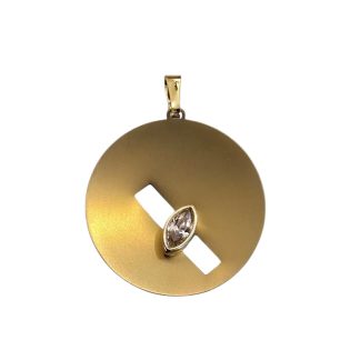 Wisiorek srebrny pozłacany  z miedzianym tytanem i beżową cyrkonią