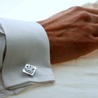 Srebrne Spinki Mankietowe z Orłem Piastowskim