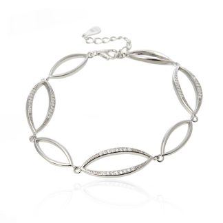 Piękna bransoletka srebrna  z mikrocyrkoniami