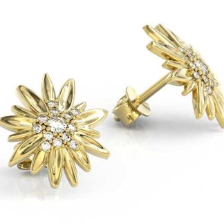 Kolczyki z żółtego złota z cyrkoniami, szarotka BPK-92Z-C