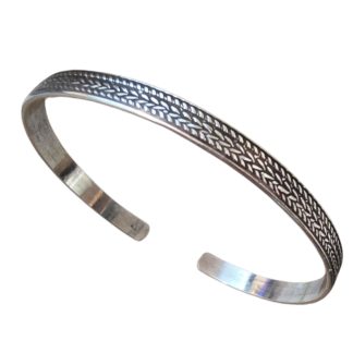 Wąska bransoletka srebrna oksydowana kłos