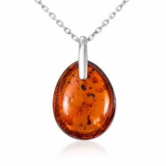 Srebrna zawieszka z koniakowym bursztynem - amber glow classic