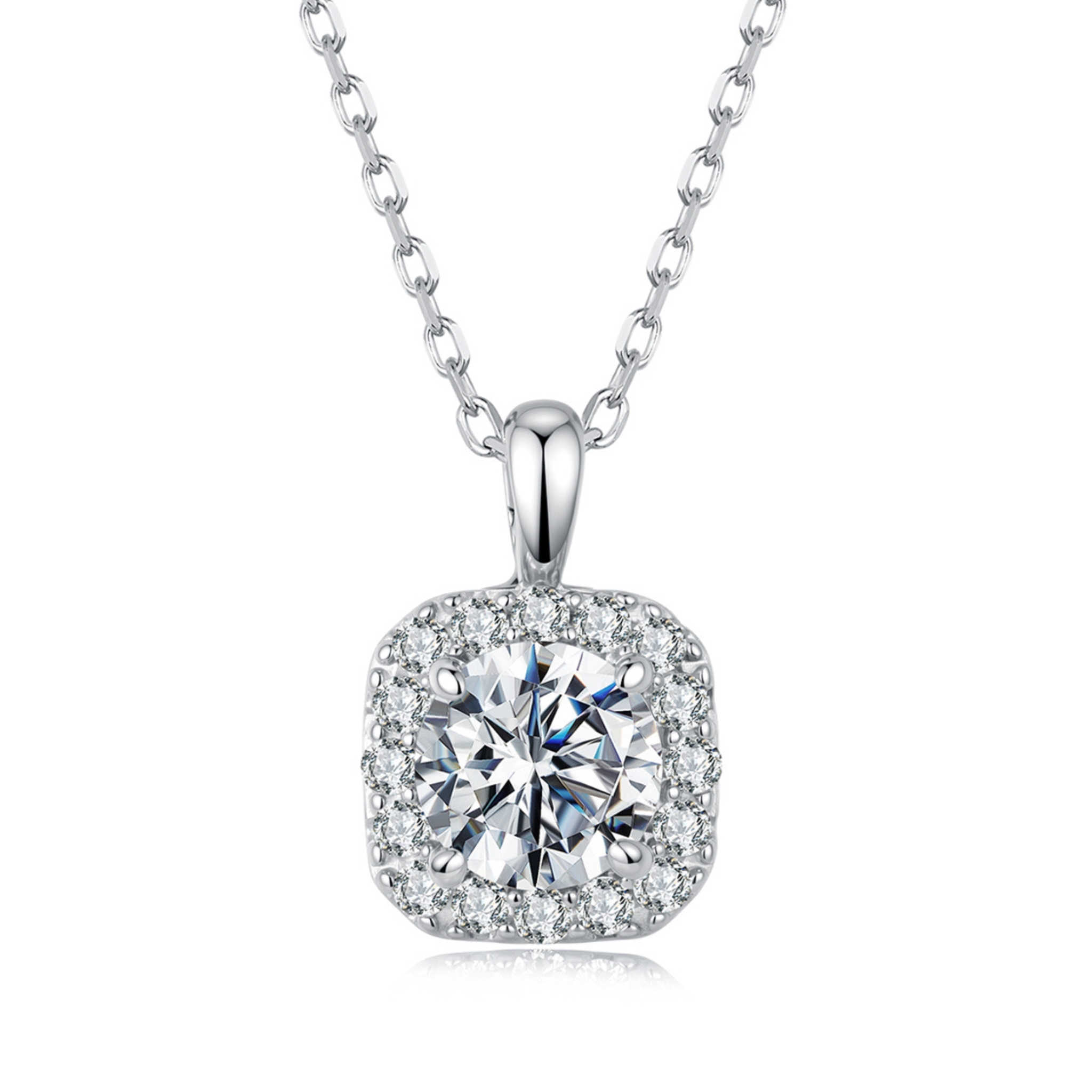Srebrny naszyjnik Moissanit 1,0 ct w oprawie srebro 925