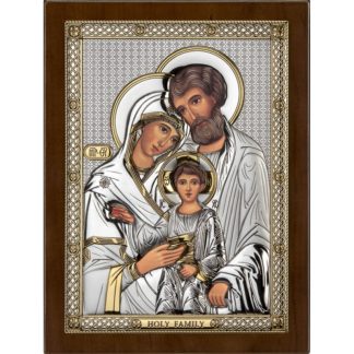 Ikona święta rodzina - obrazek srebrny pozłacany 16,5 cm * 21,5 cm