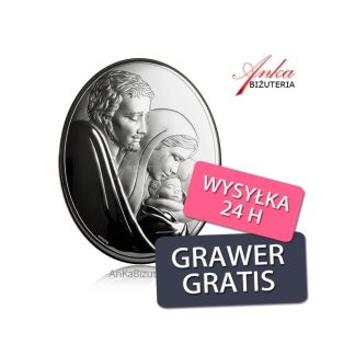 Obrazek srebnry na drewnie święta rodzina grawer gratis!