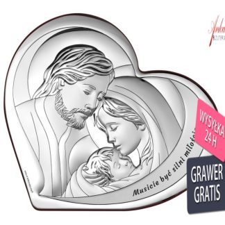 Obrazek święta rodzina w sercu  15 * 14 cm