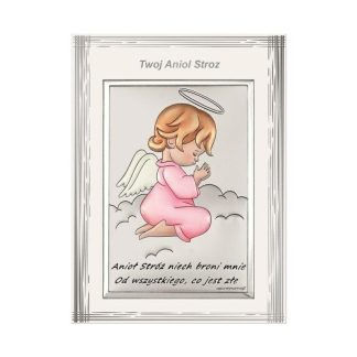 Obrazek anioł stróż dla dziewczynki 9 cm*12 cm