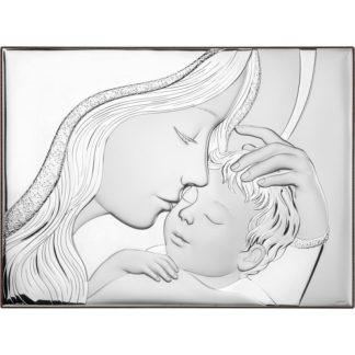 Madonna z dzieciątkiem - obrazek srebrny  14 cm/10 cm
