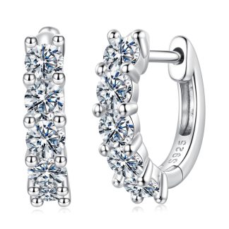 Srebrne eleganckie kolczyki koła z Moissanitami 0,1 ct srebro 925 zatrzaski