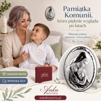 Obrazek srebrny madonna z dzieciątkiem grawer gratis