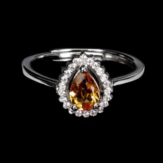 925 Pierścionek elegancki r 19 srebrny delikatny cyrkonie cytryn naturalny