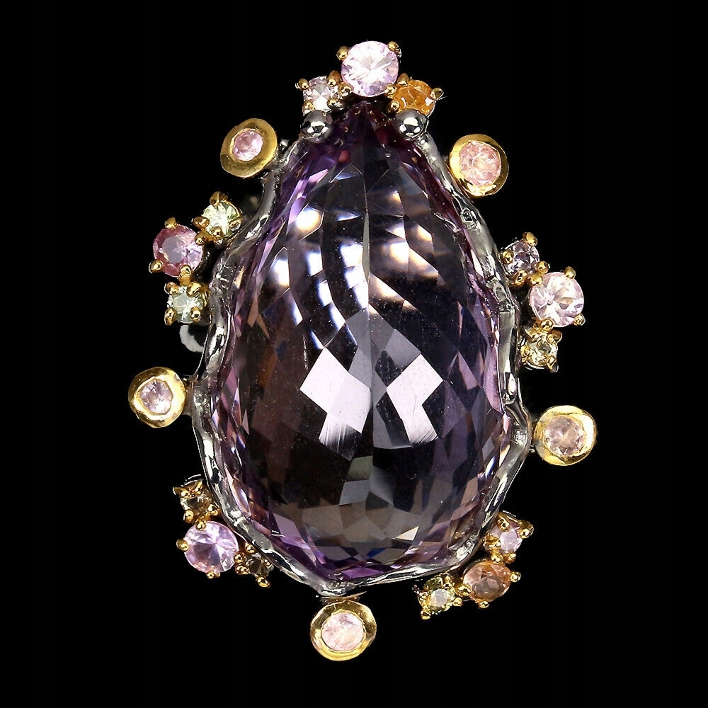 Srebrny pierścionek r 17 22.11ct ametryn szafiry