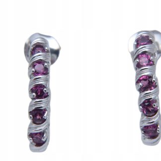 925 Srebrne eleganckie delikatne kolczyki naturalne granaty rodolity 4