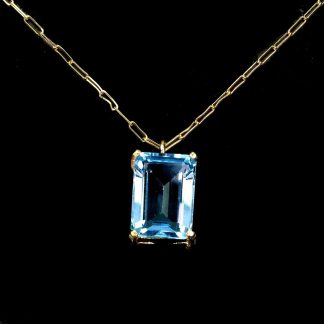 925 Piękny srebrny zjawiskowy elegancki naszyjnik naturalny Sky Blue topaz