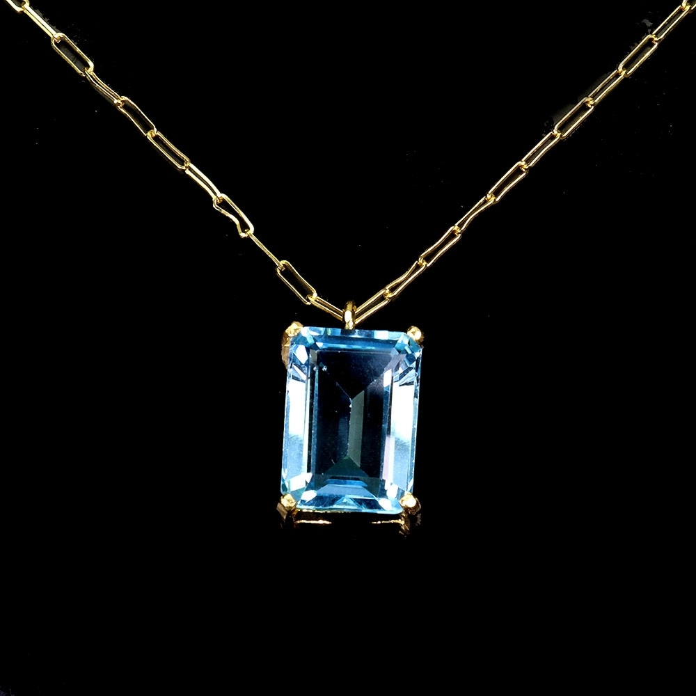 925 Piękny srebrny zjawiskowy elegancki naszyjnik naturalny Sky Blue topaz