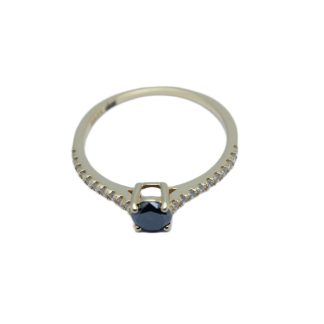Pierścionek czarny diament 0.42ct srebrny 925 r 17