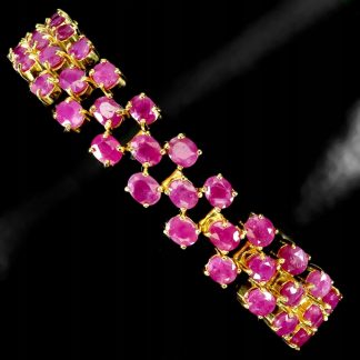 925 Elegancka zjawiskowa bransoletka srebrna naturalne rubiny