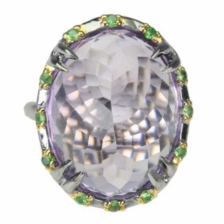 Pierścionek ametyst 22.67ct tsaworyty srebro r 14