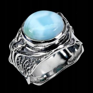 Pierścionek 925 zjawiskowy elegancki srebrny naturalny larimar r 10.5