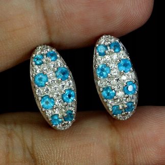 Srebrne 925 delikatne eleganckie kolczyki naturalne apatyty cyrkonie 5